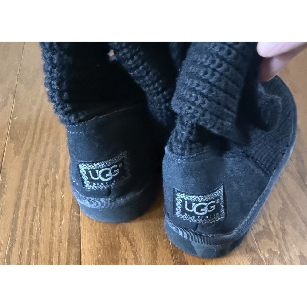 Ugg Black Cardy Classic Knitted Sweater‎ Tall Foldover Button Boot Size 7 - Picture 9 of 11